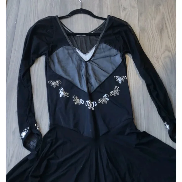 Black Sequence Large Ladies Dance Figure Competition Skating Dress - Picture 6 of 8